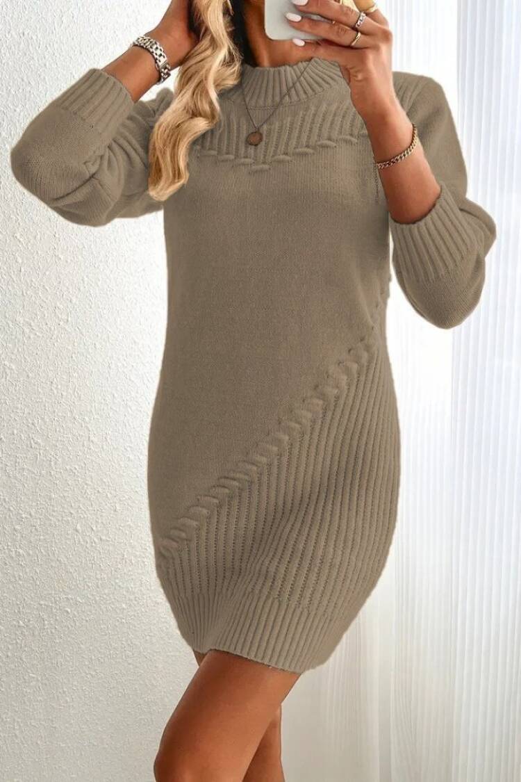 Sweater Dress Mini High Neck Casual Elegant