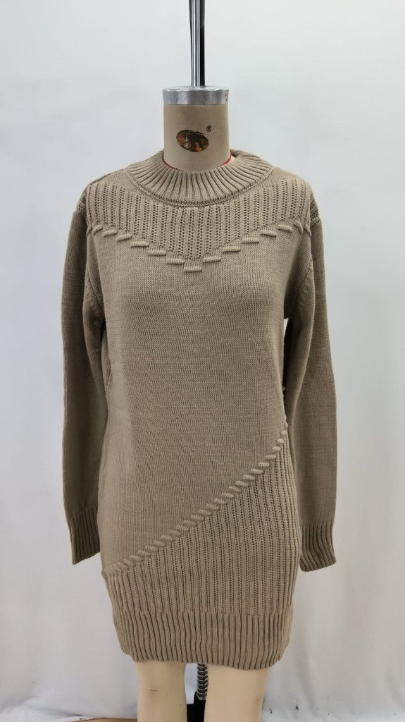 Sweater Dress Mini High Neck Casual Elegant