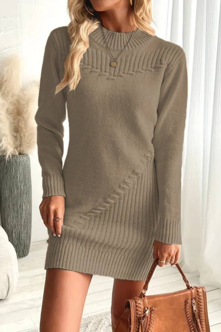 Sweater Dress Mini High Neck Casual Elegant