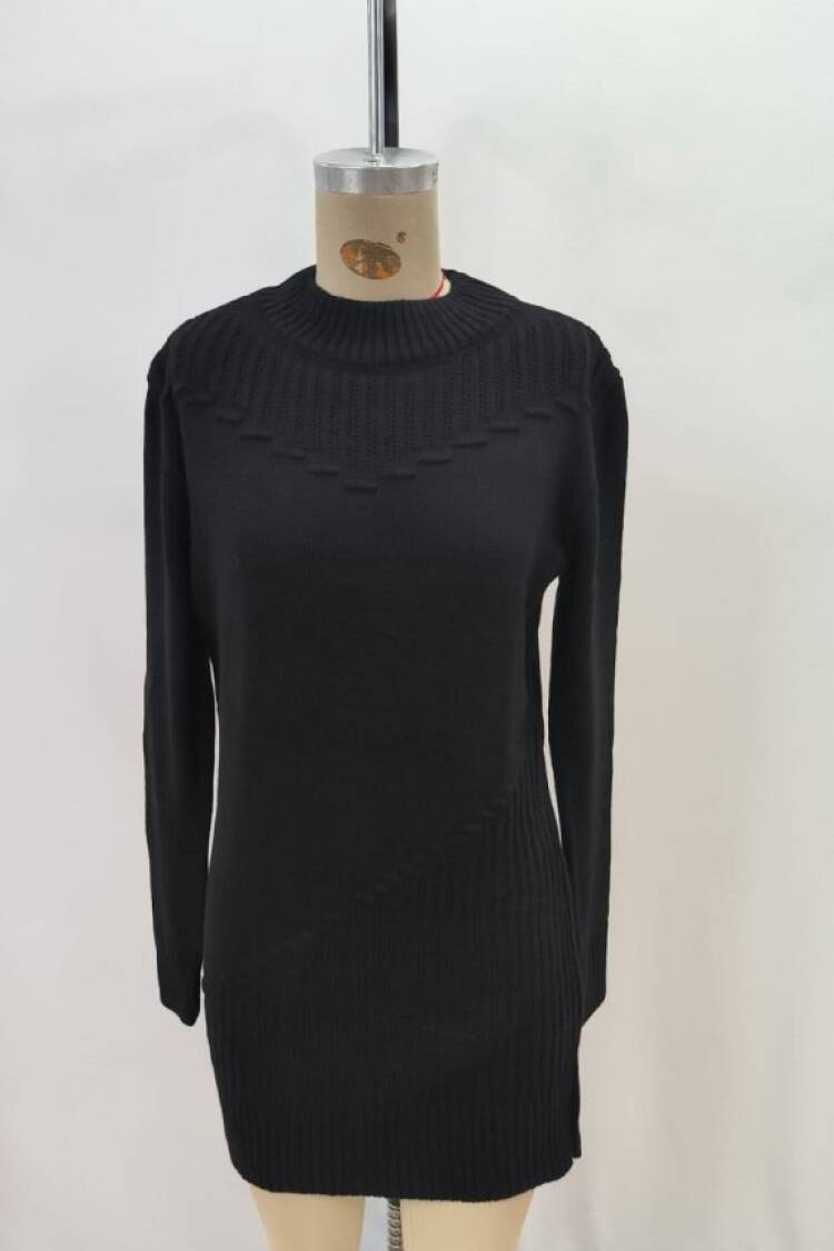 Sweater Mini Dress With Long Sleeves