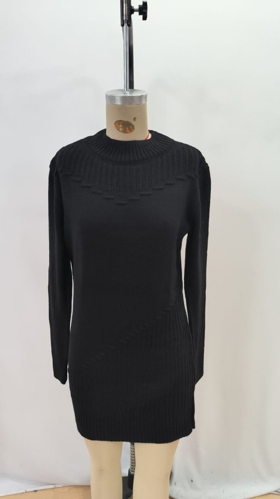 Sweater Mini Dress With Long Sleeves