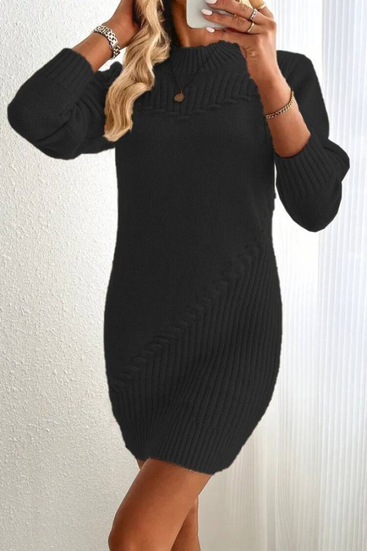 Sweater Mini Dress With Long Sleeves
