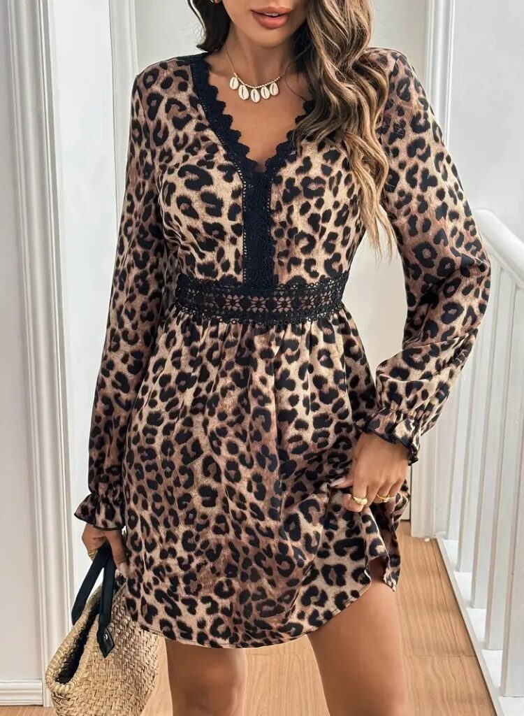 Brown Animal Print A-Line Mini Dress - Brand: Janes - Women & Kids, Baby Clothes Wholesale - Globality Store