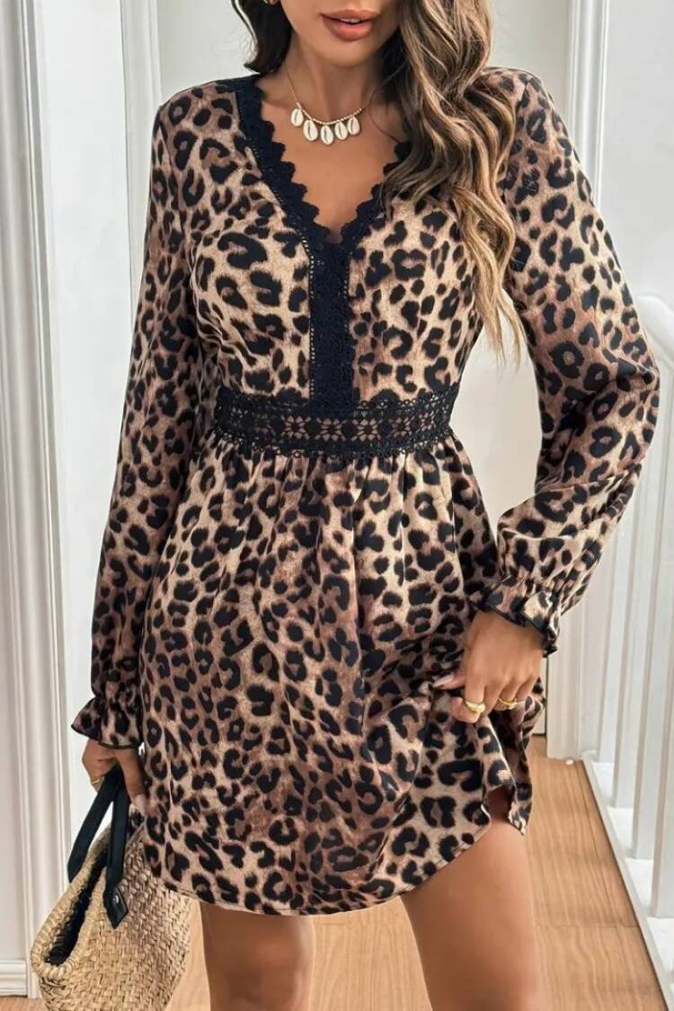 Brown Animal Print A-Line Mini Dress - Brand: Janes - Women & Kids, Baby Clothes Wholesale - Globality Store