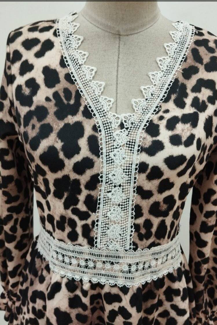 Brown Animal Print A-Line Mini Dress