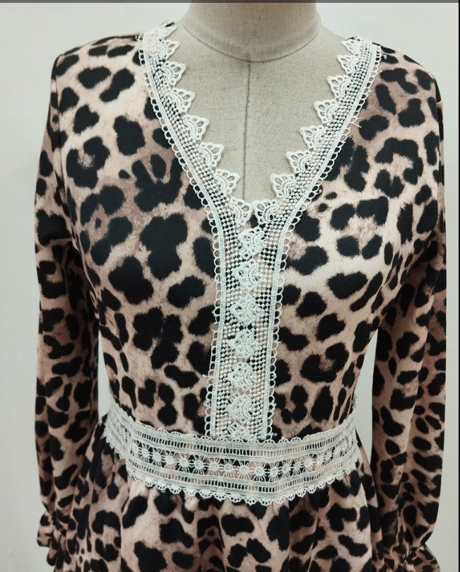 Brown Animal Print A-Line Mini Dress