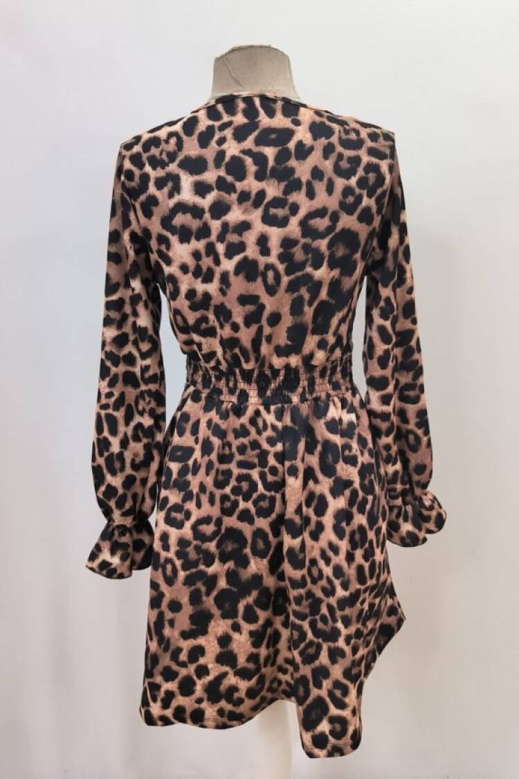 Brown Animal Print A-Line Mini Dress
