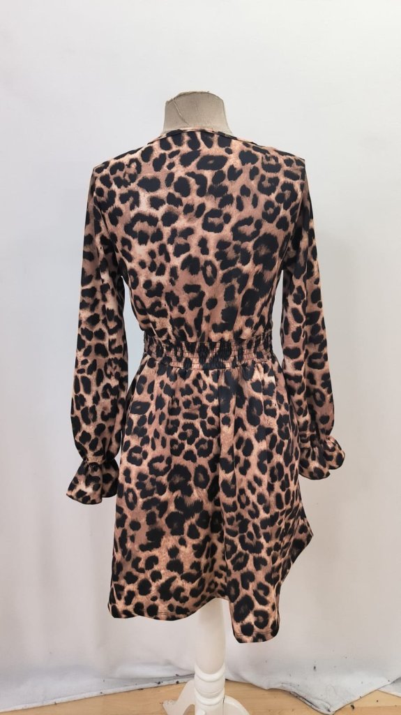Brown Animal Print A-Line Mini Dress
