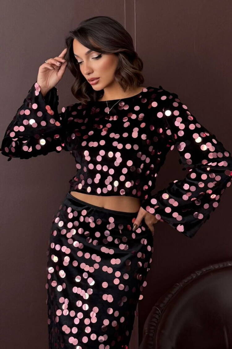Black Glamorous Polka Dot Crop Blouse - Brand: Topshow - Women & Kids, Baby Clothes Wholesale - Globality Store