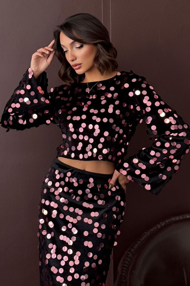 Black Glamorous Polka Dot Crop Blouse - Brand: Topshow - Women & Kids, Baby Clothes Wholesale - Globality Store