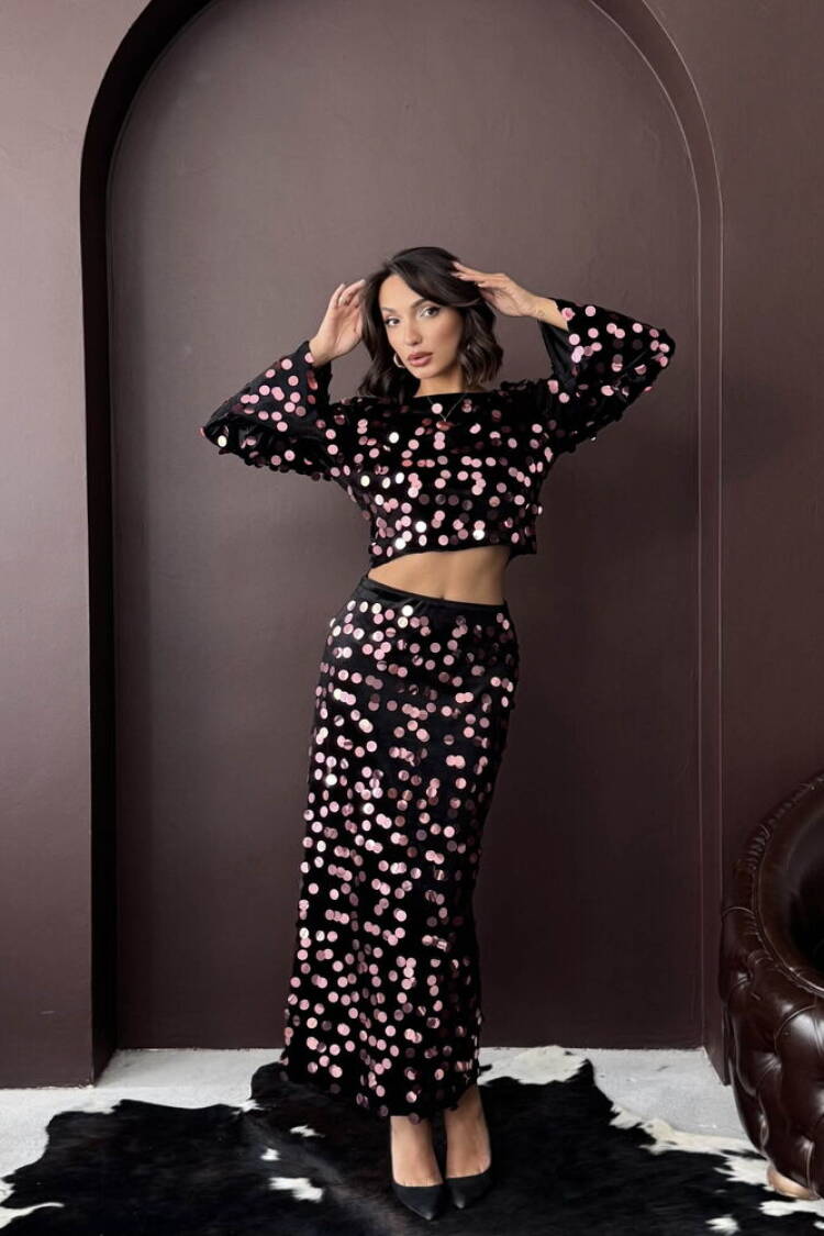 Black Glamorous Polka Dot Crop Blouse
