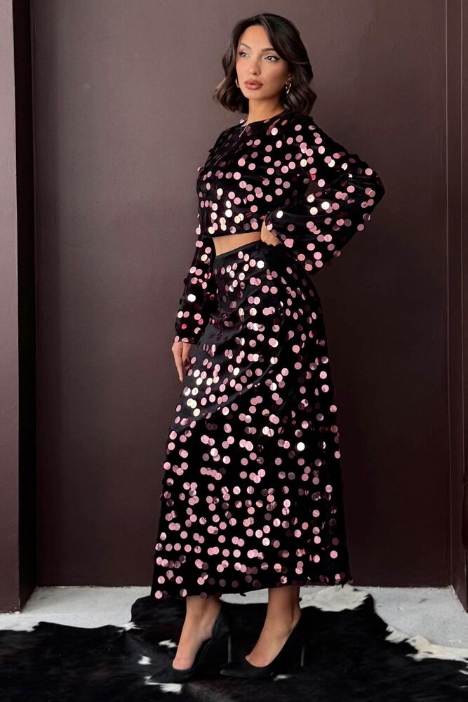 Black Glamorous Polka Dot Crop Blouse