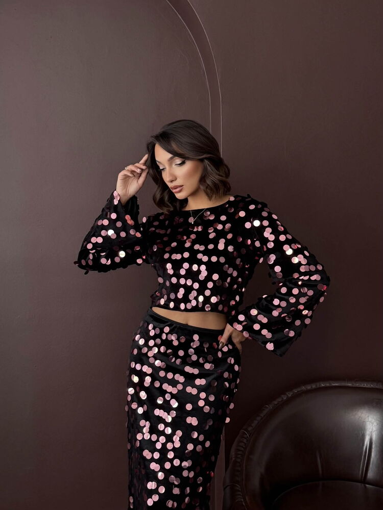Black Glamorous Polka Dot Crop Blouse