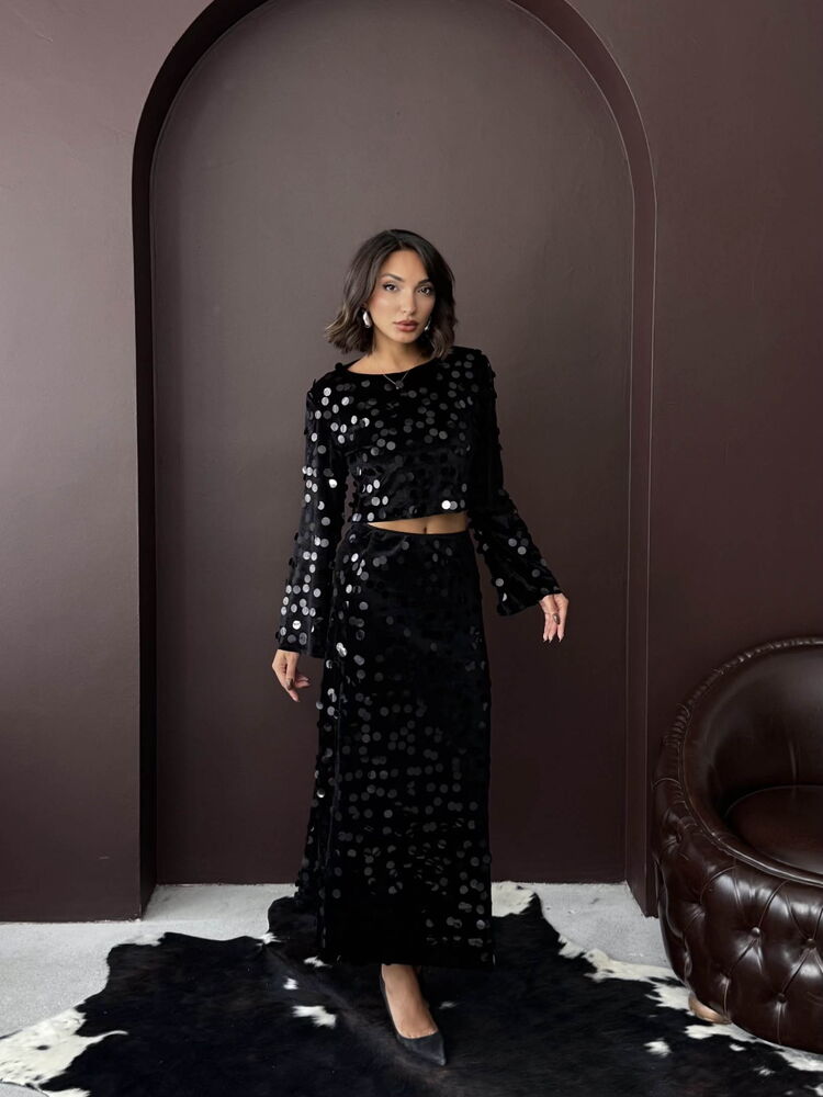 Glam Elegant Formal Polka Dot Pencil Maxi Skirt