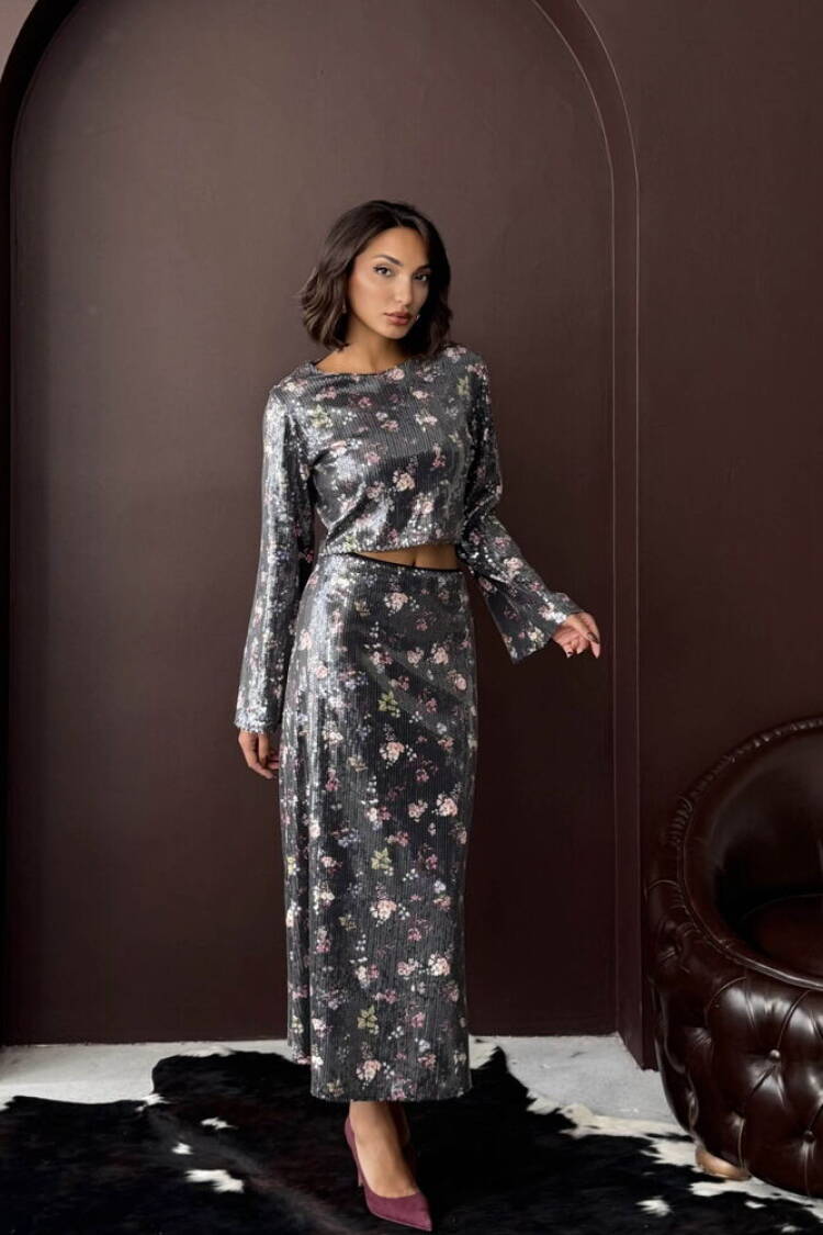 Mix Color Elegant Pencil Maxi Skirt