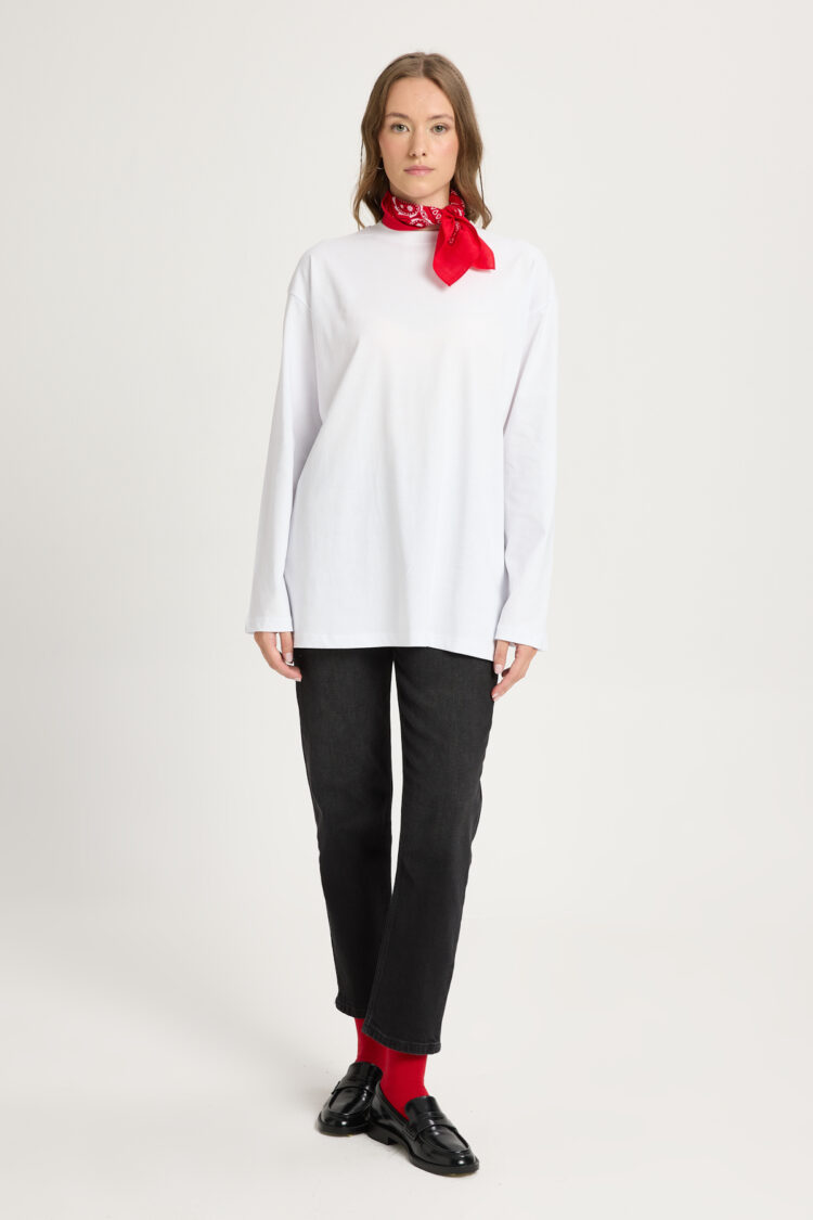 Tshirt Oversized High Neck Long Sleeve