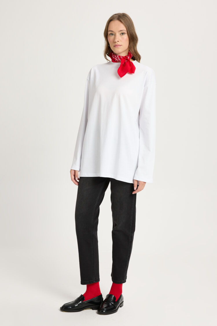 Tshirt Oversized High Neck Long Sleeve