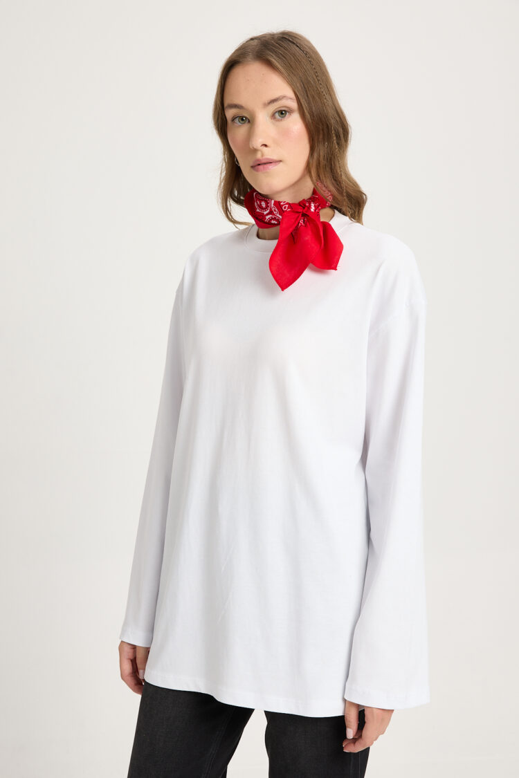 Tshirt Oversized High Neck Long Sleeve