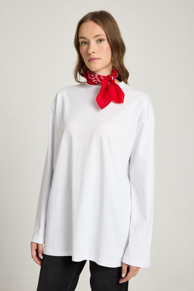 Tshirt Oversized High Neck Long Sleeve