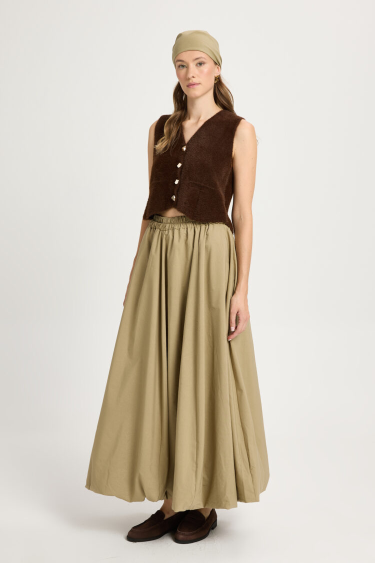 Casual Boho Parachute Maxi Skirt Mid Waist