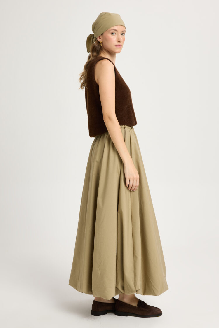 Casual Boho Parachute Maxi Skirt Mid Waist