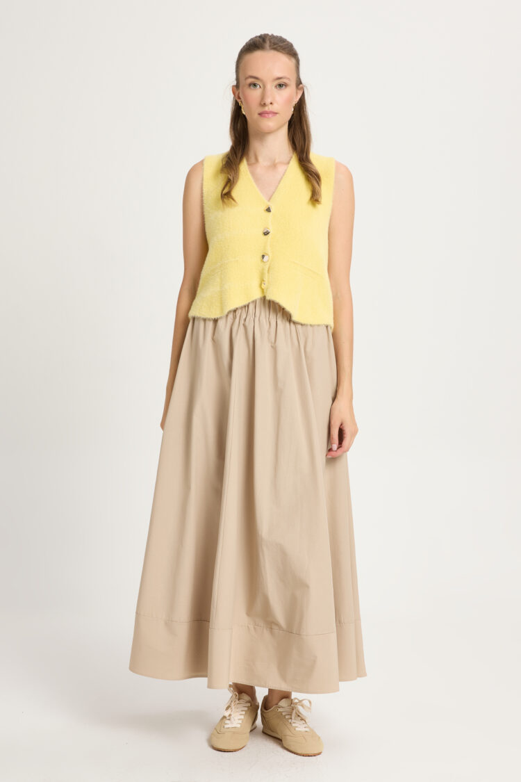 Beige High Waist Flared Maxi Skirt - Brand: First Angels - Women & Kids, Baby Clothes Wholesale - Globality Store