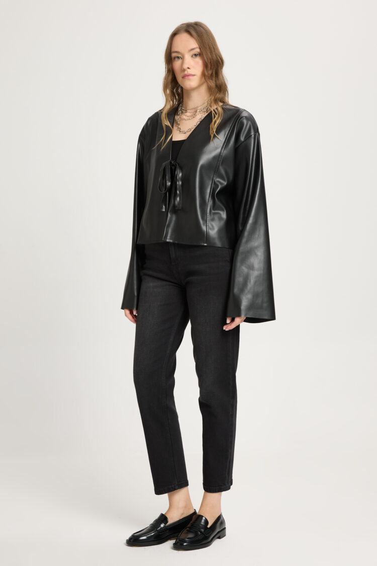 Wrapover Jacket With V-Neck Collar