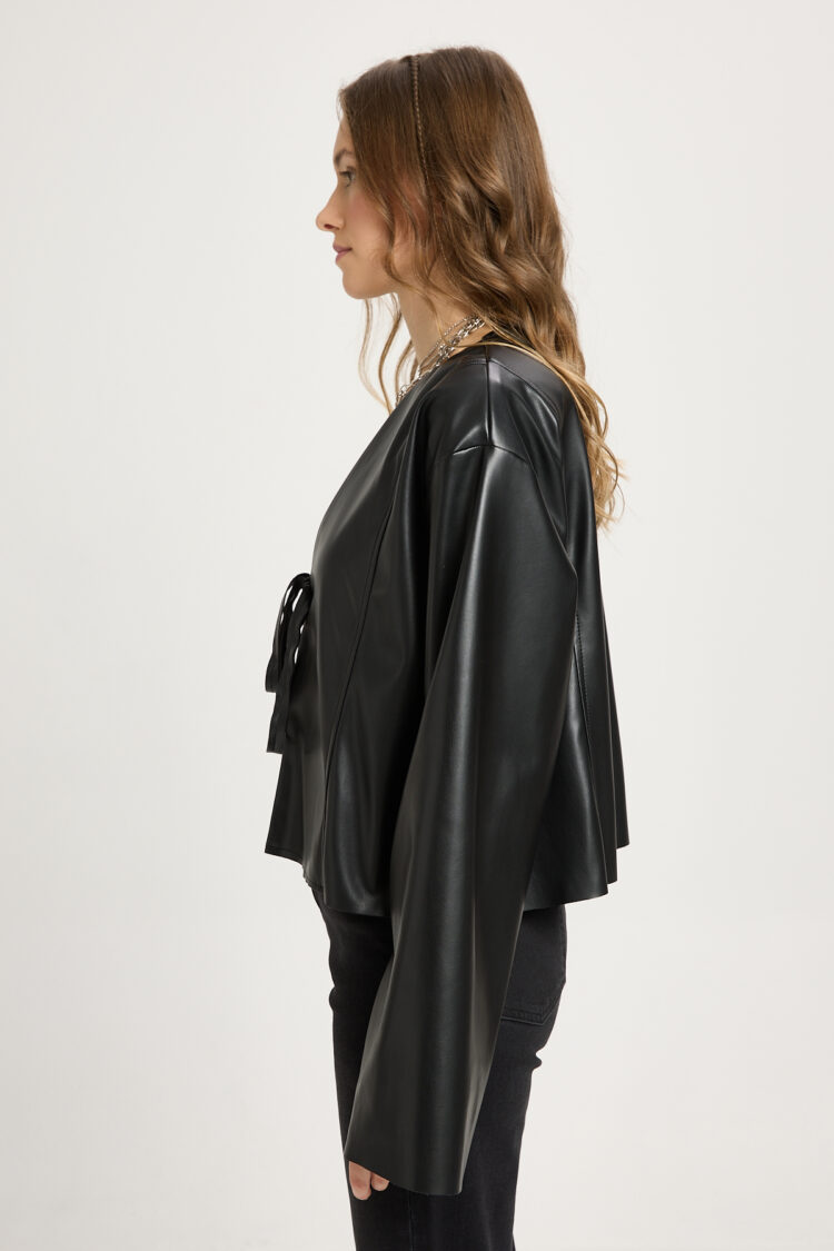Wrapover Jacket With V-Neck Collar