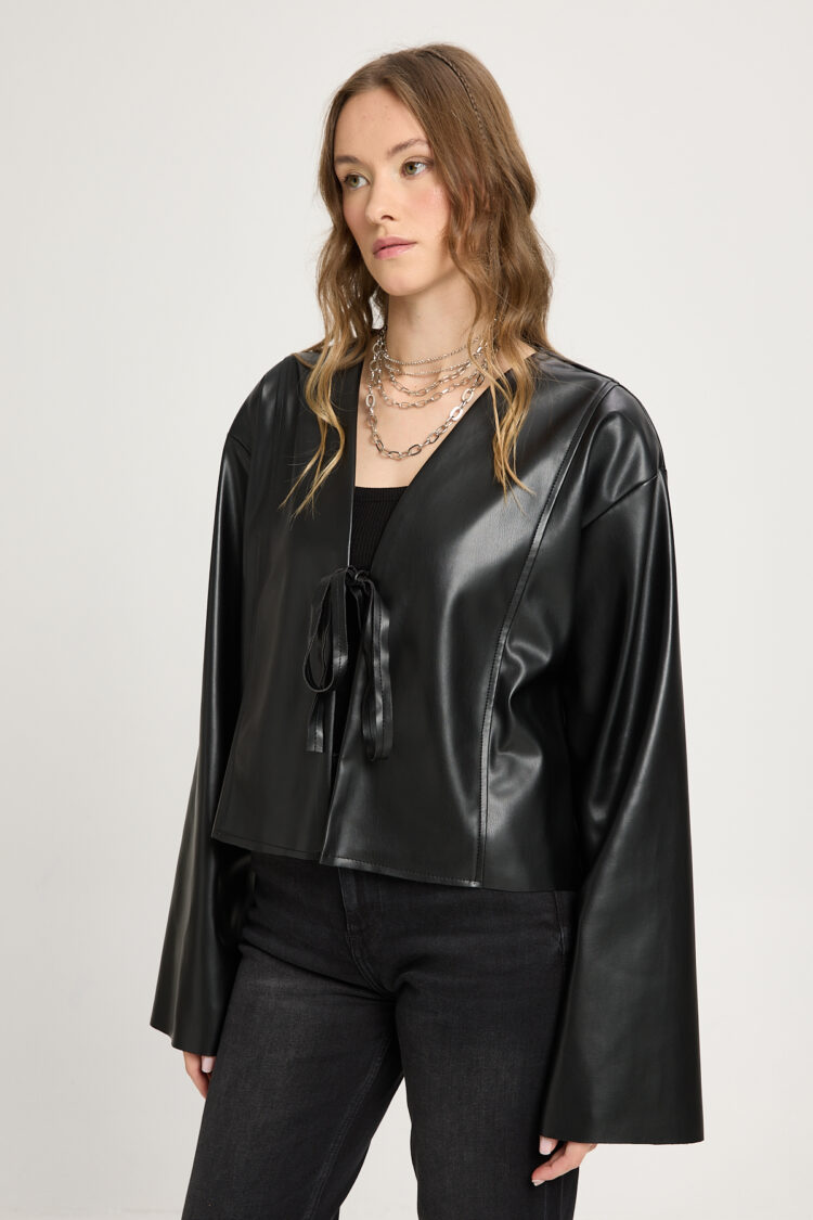 Wrapover Jacket With V-Neck Collar