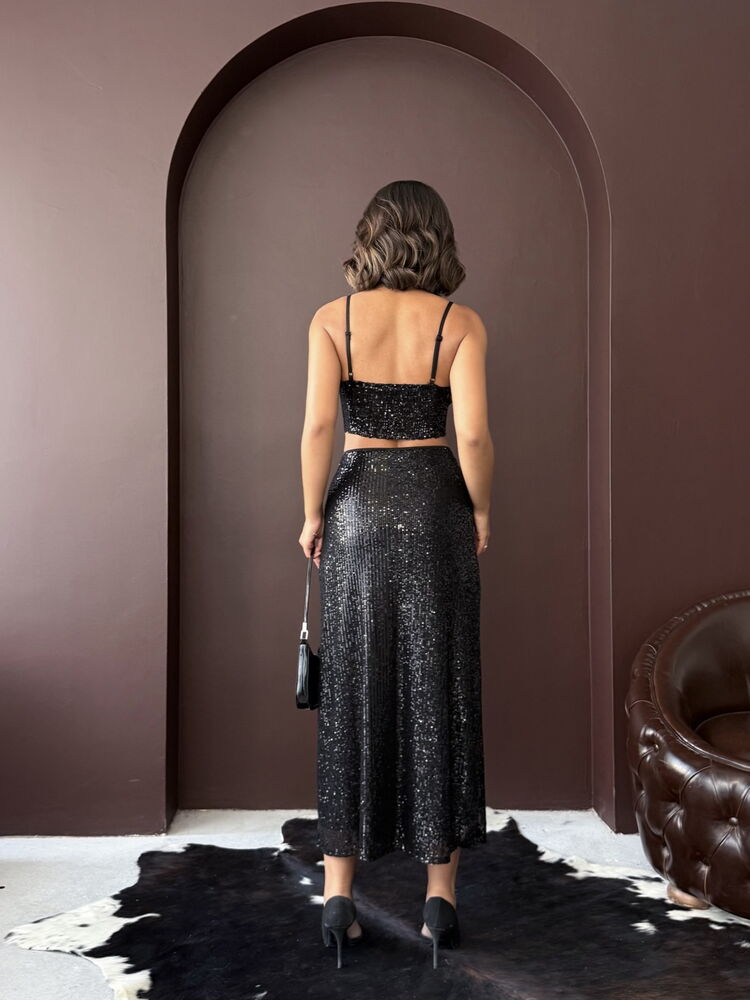 Sequined Sexy Glam Bodycon Maxi Skirt High Waist