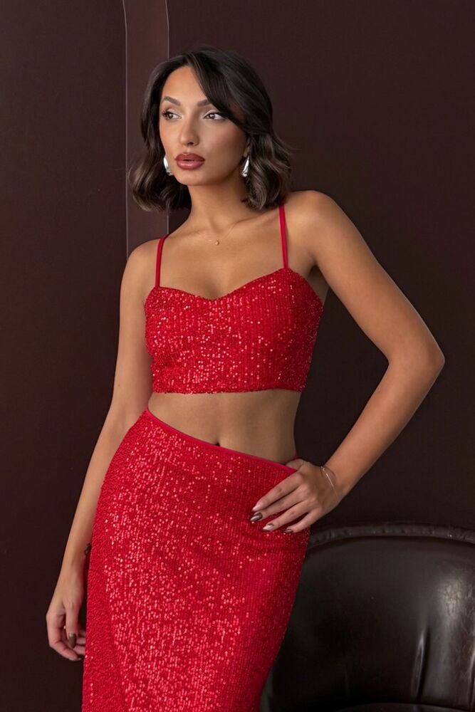 Sequined Fitted Crop Blouse With Sweetheart Neck - Brand: Topshow - Women & Kids, Baby Clothes Wholesale - Globality Store