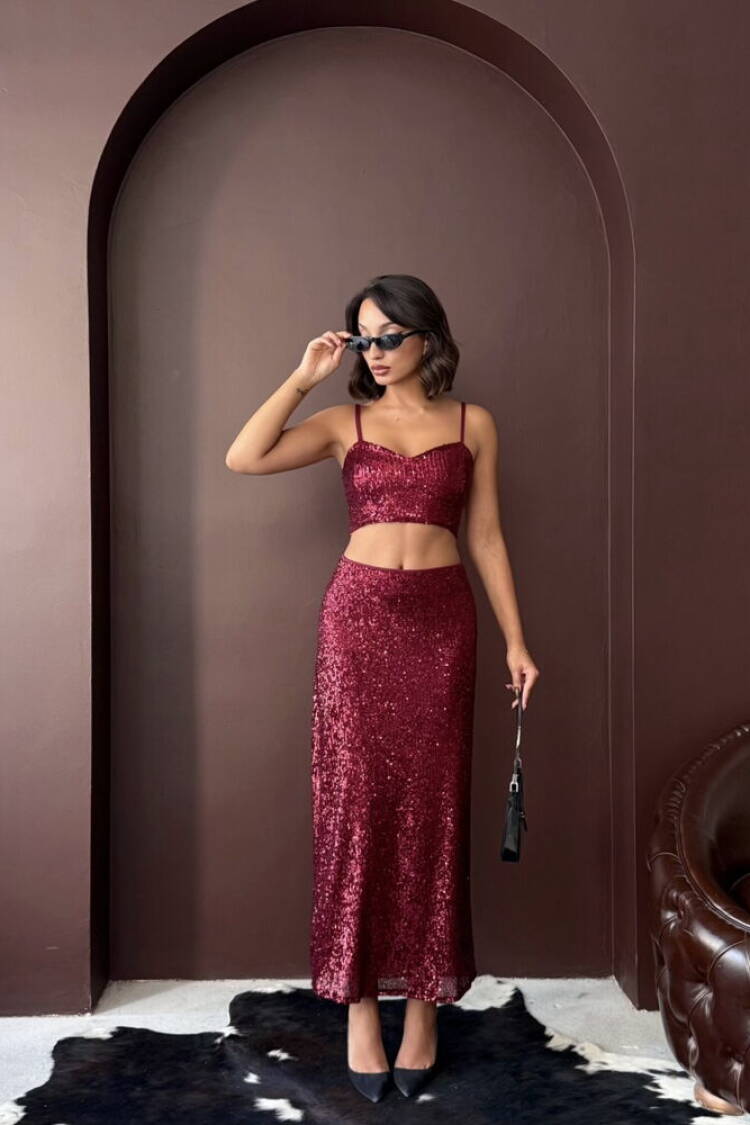 Sequined Maxi Pencil Skirt