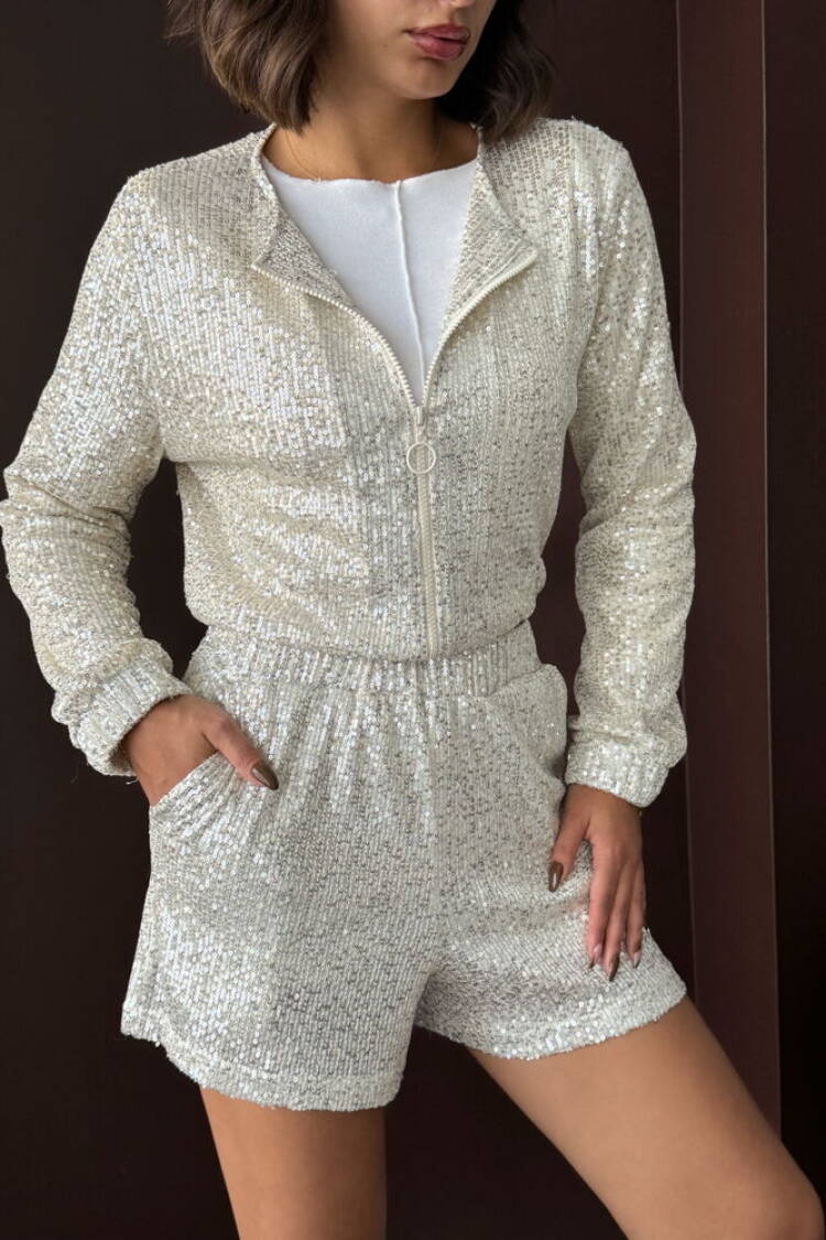 Silver Glam Windbreaker Jacket