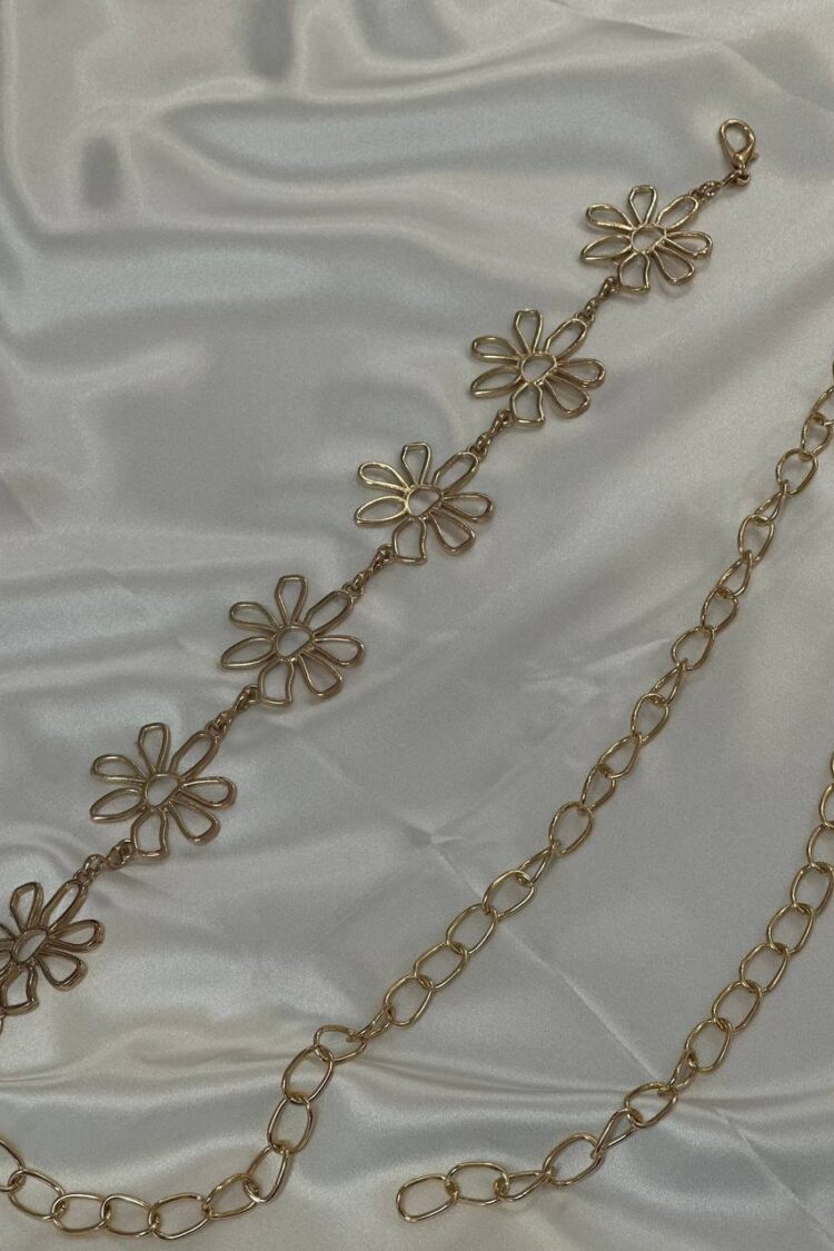 Daisy Gold Detailed Women Waist Chain Waist Belt Dress Belt Skirt Belt Pants Belt - Brand: Fiori - Women & Kids, Baby Clothes Wholesale - Globality Store