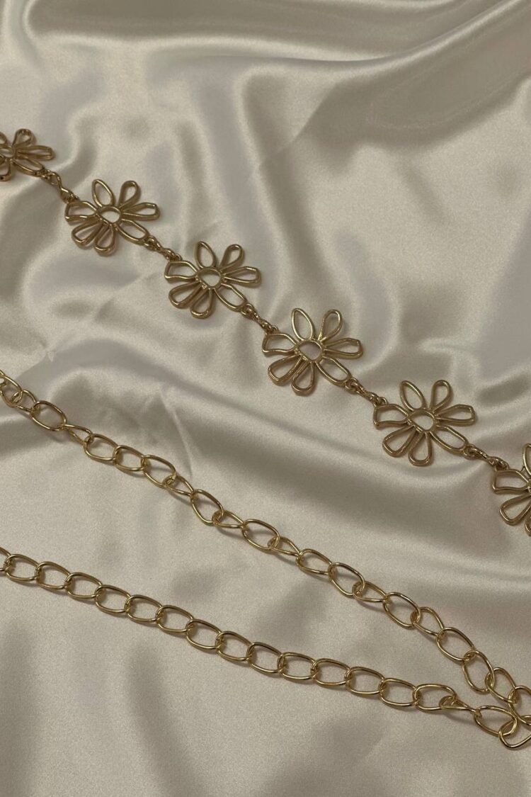 Daisy Gold Detailed Women Waist Chain Waist Belt Dress Belt Skirt Belt Pants Belt