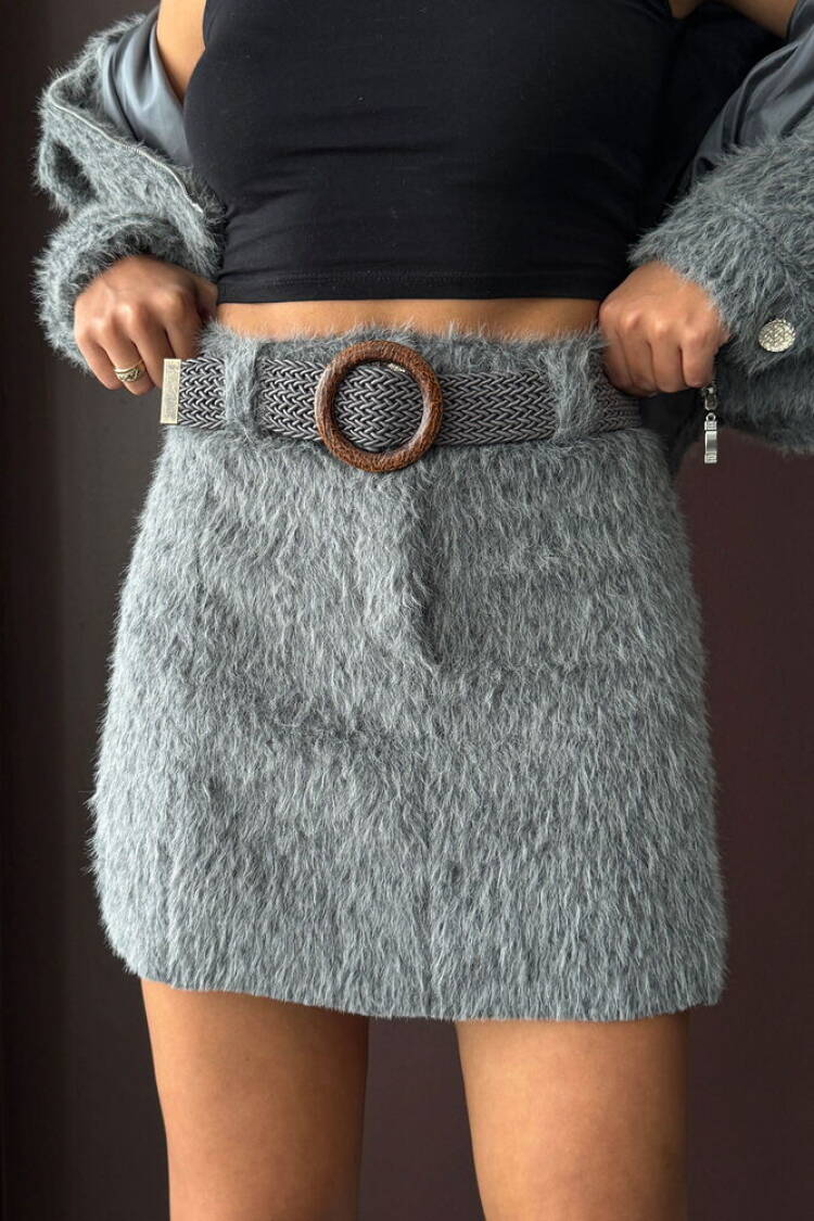 Bodycon Mini Skirt With High Waist & Flap Pockets