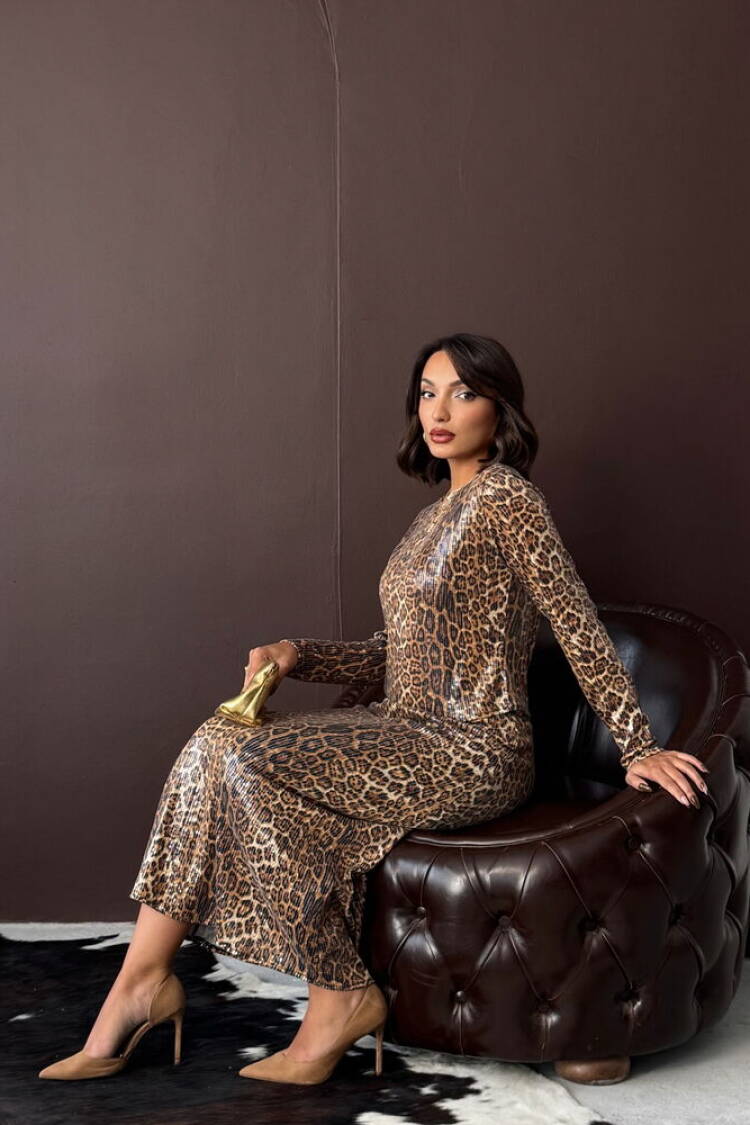 Leopard Print Pencil Midi Skirt