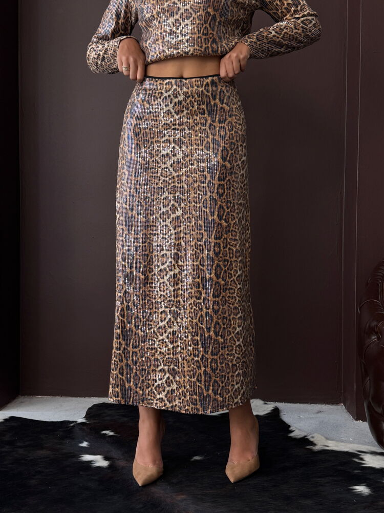 Leopard Print Pencil Midi Skirt