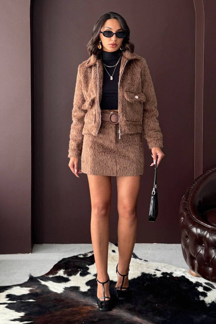 Bodycon Mini Skirt With Zip Up Closure