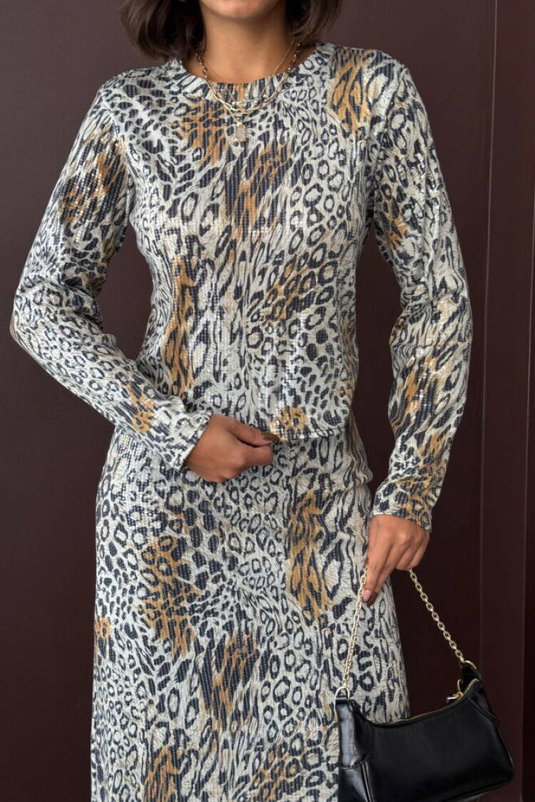 Mix Color Blouse With Leopard Print For Party