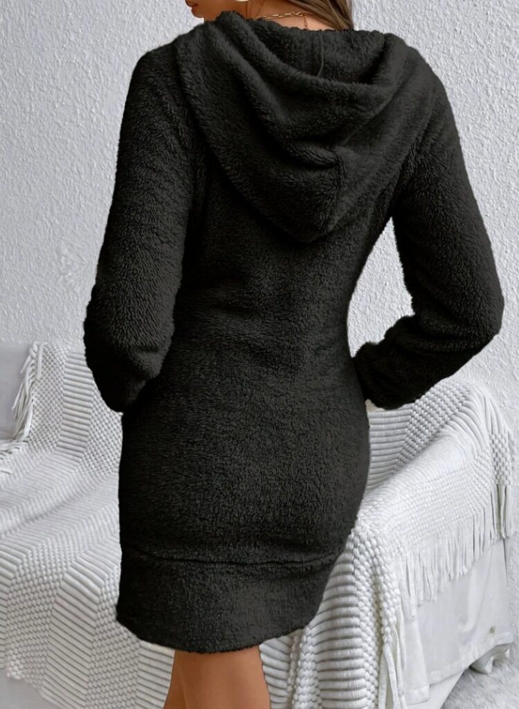 Mini Sweater Dress With Hooded Neck