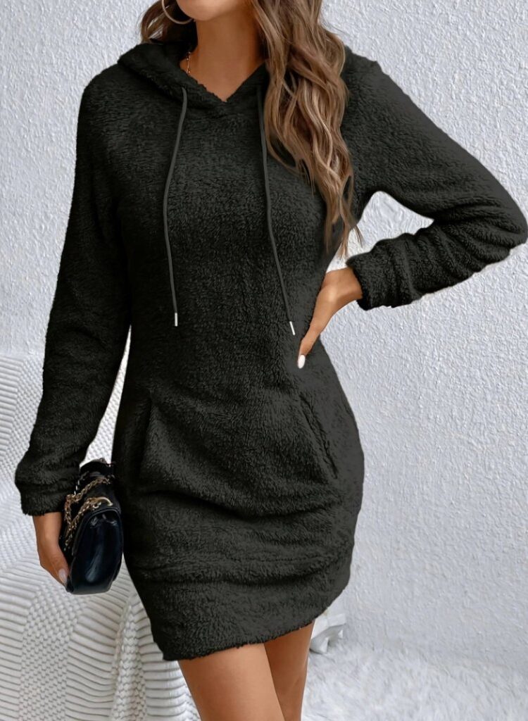 Mini Sweater Dress With Hooded Neck