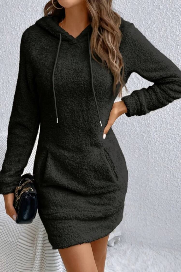 Mini Sweater Dress With Hooded Neck