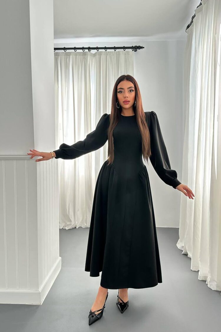 Elegant A-Line Midi Dress With Long Sleeves - Brand: Elisa - Women & Kids, Baby Clothes Wholesale - Globality Store