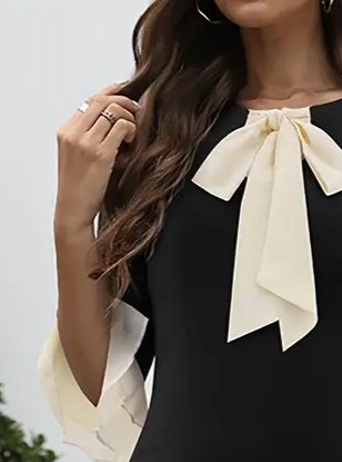 ElegantSheath Dress With Ruffle 3/4 Sleeves