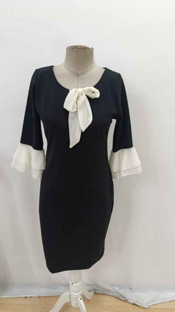 ElegantSheath Dress With Ruffle 3/4 Sleeves