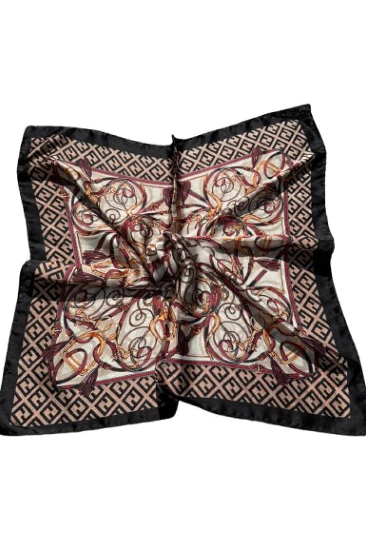 Elegant Black Shawl With Geometric And Paisley Patterns