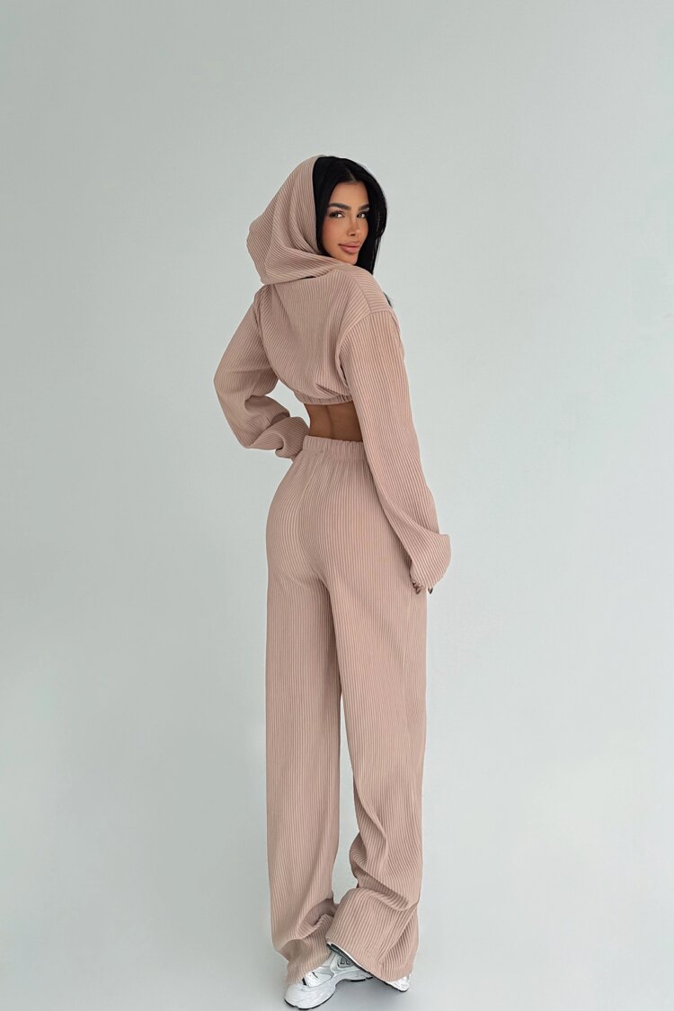 Striped Oversized Fit Suit With Hooded Neck