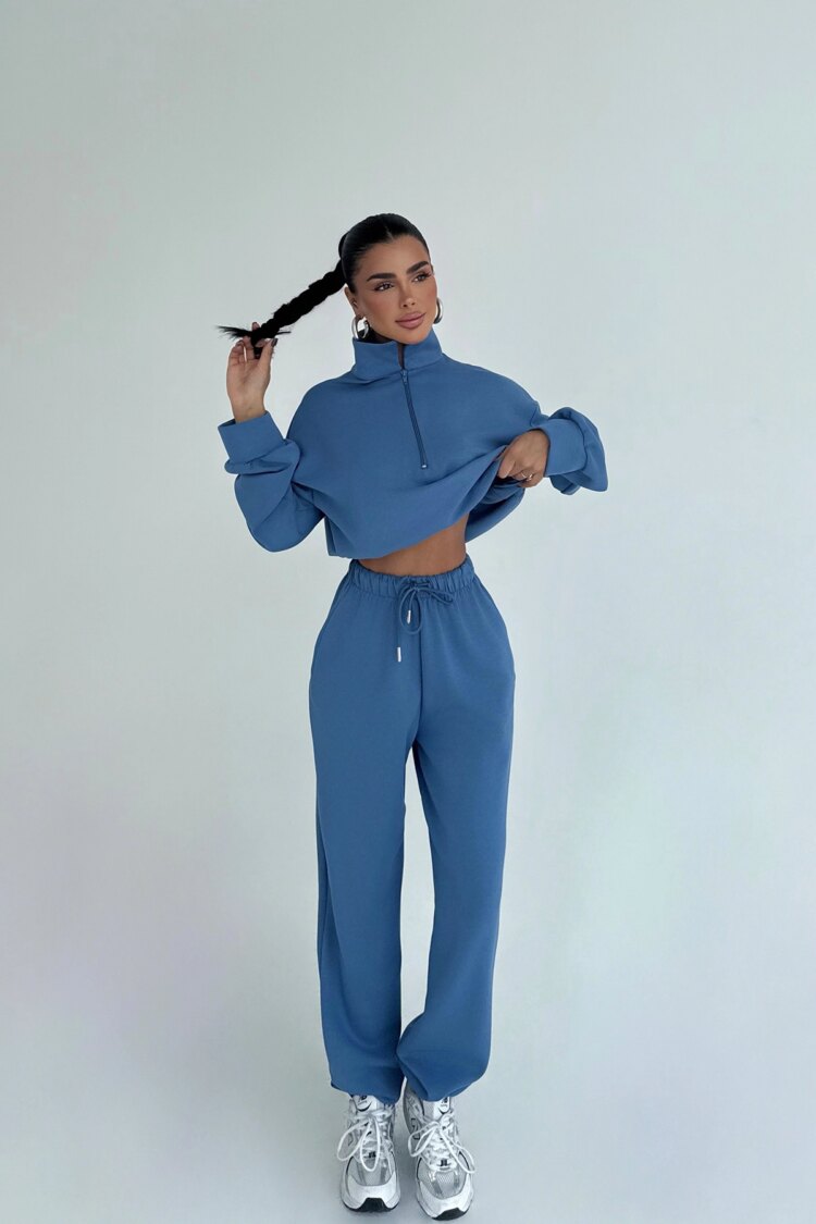 Blue Sport Casual Streetwear Elegant Tracksuit