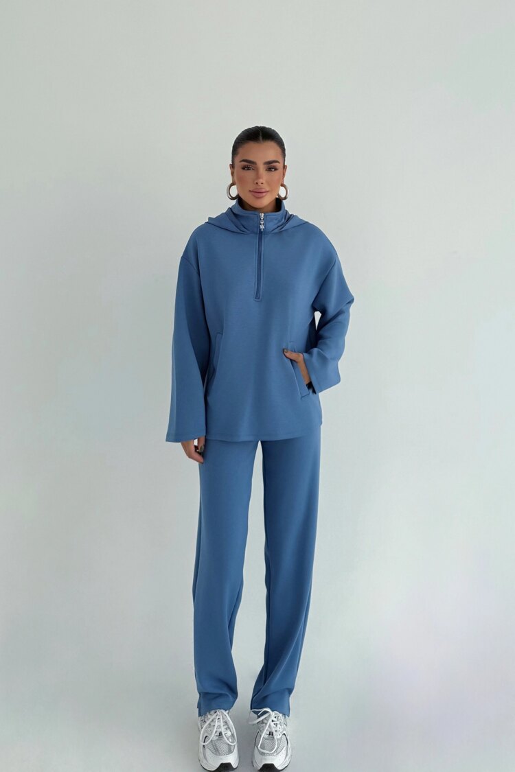 Blue Tracksuit Casual Sport Streetwear Elegant